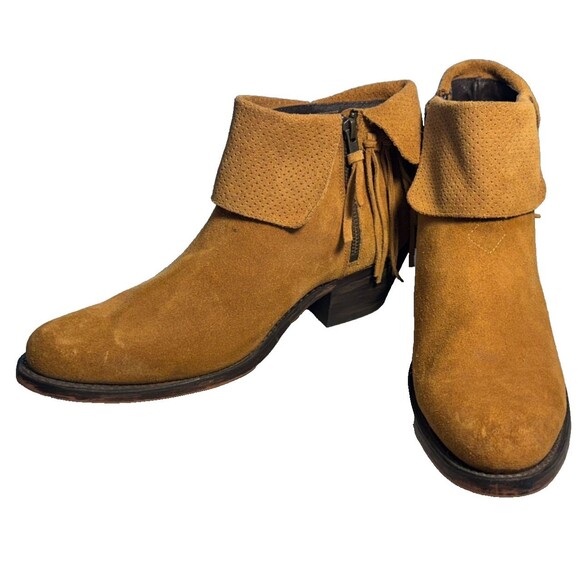 Reba Womens Suede Booties Boots by Justin Boots Brown Suede Fringe Size 10.5B - Picture 3 of 10